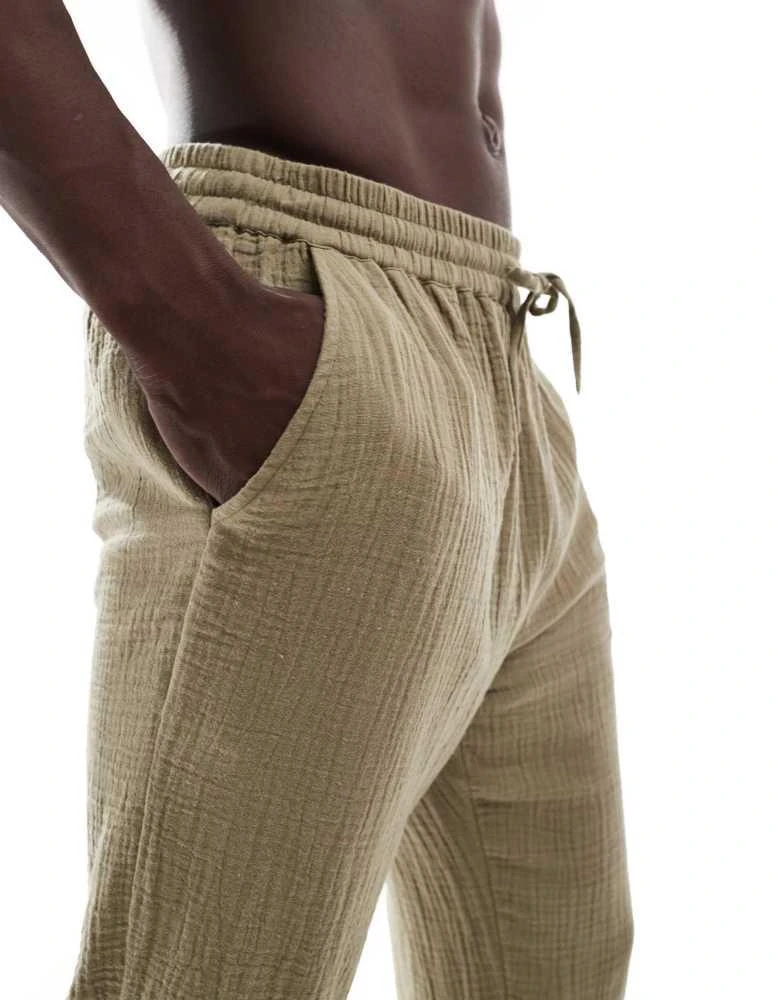 Goldsboro Goldsboro resort beach trouser in olive 3