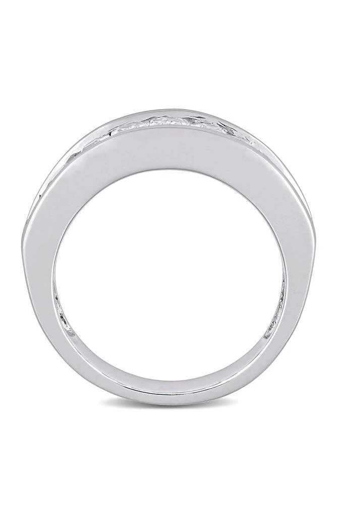 DELMAR Sterling Silver Baguette Cut Created White Sapphire Ring 2