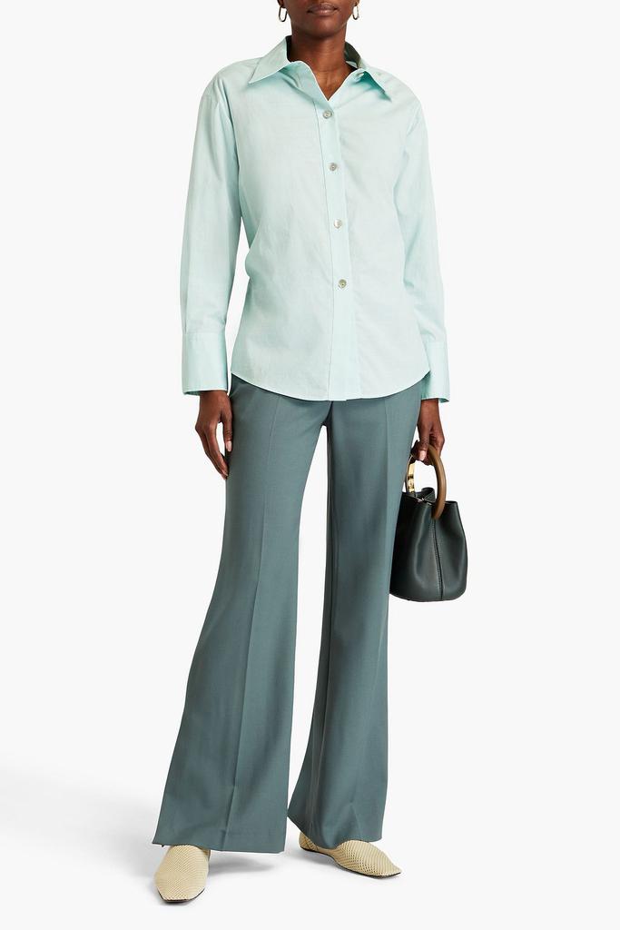 Vince Belted cotton-blend poplin shirt