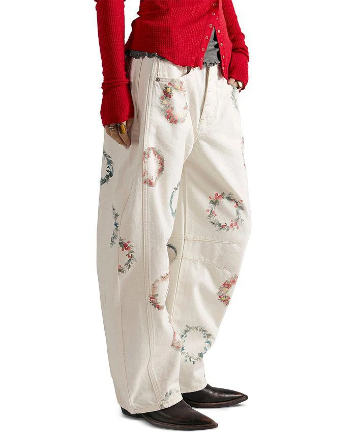 Free People Good Luck Printed Relaxed Jeans in Watercolor 1