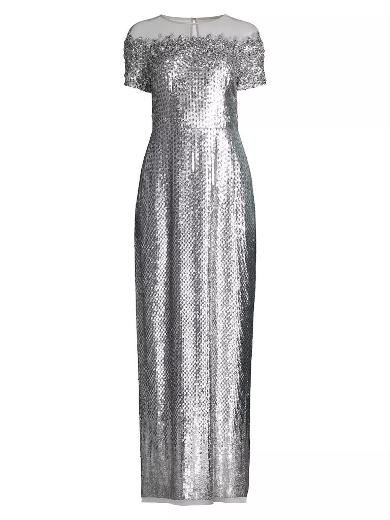 Aidan Mattox Metallic Illusion Column Gown