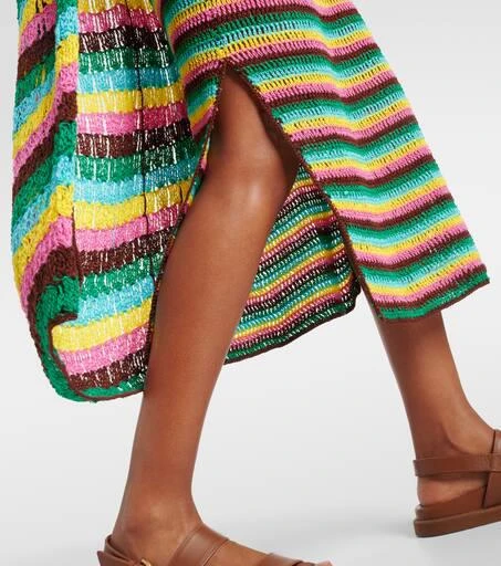 ANNA KOSTUROVA Striped crochet cotton midi skirt 5