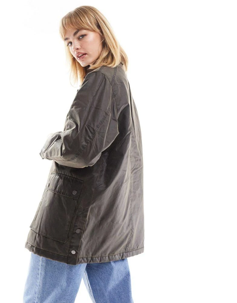 ONLY ONLY parka jacket with contrast collar in washed black 2