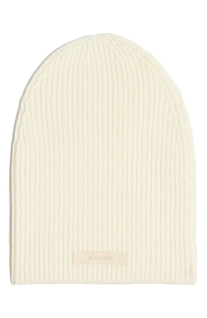 ✨New✨ Apparis Cara Logo Patch Ribbed Beanie, Beige, Cat Ear Apparis Cara Beanie | Shopbop main image 4