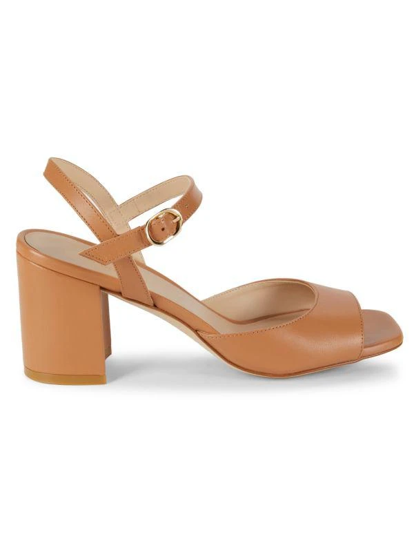 Stuart Weitzman Tia 75MM Leather Block-Heel Sandals 1