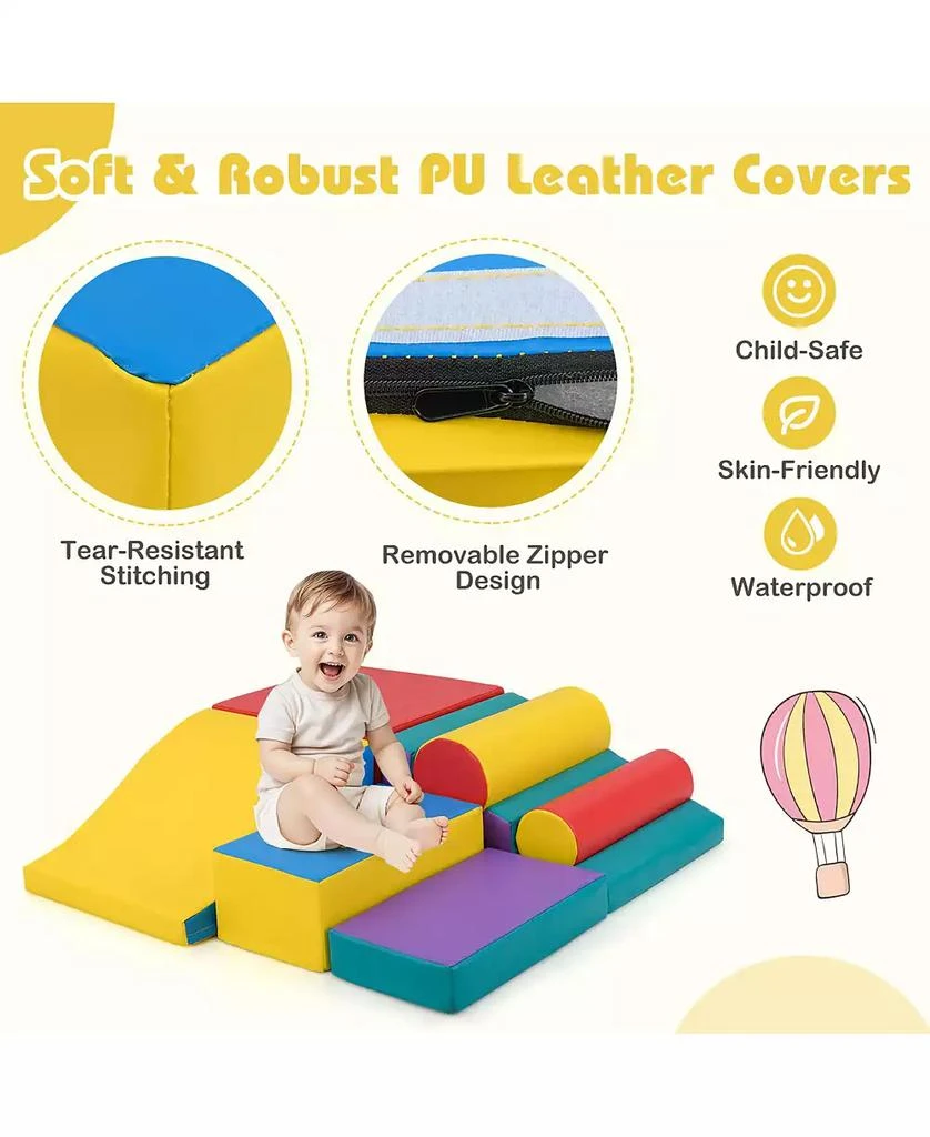 HONGGE 7-Piece Soft Foam Climbing Blocks Playset for Babies and Toddlers 5