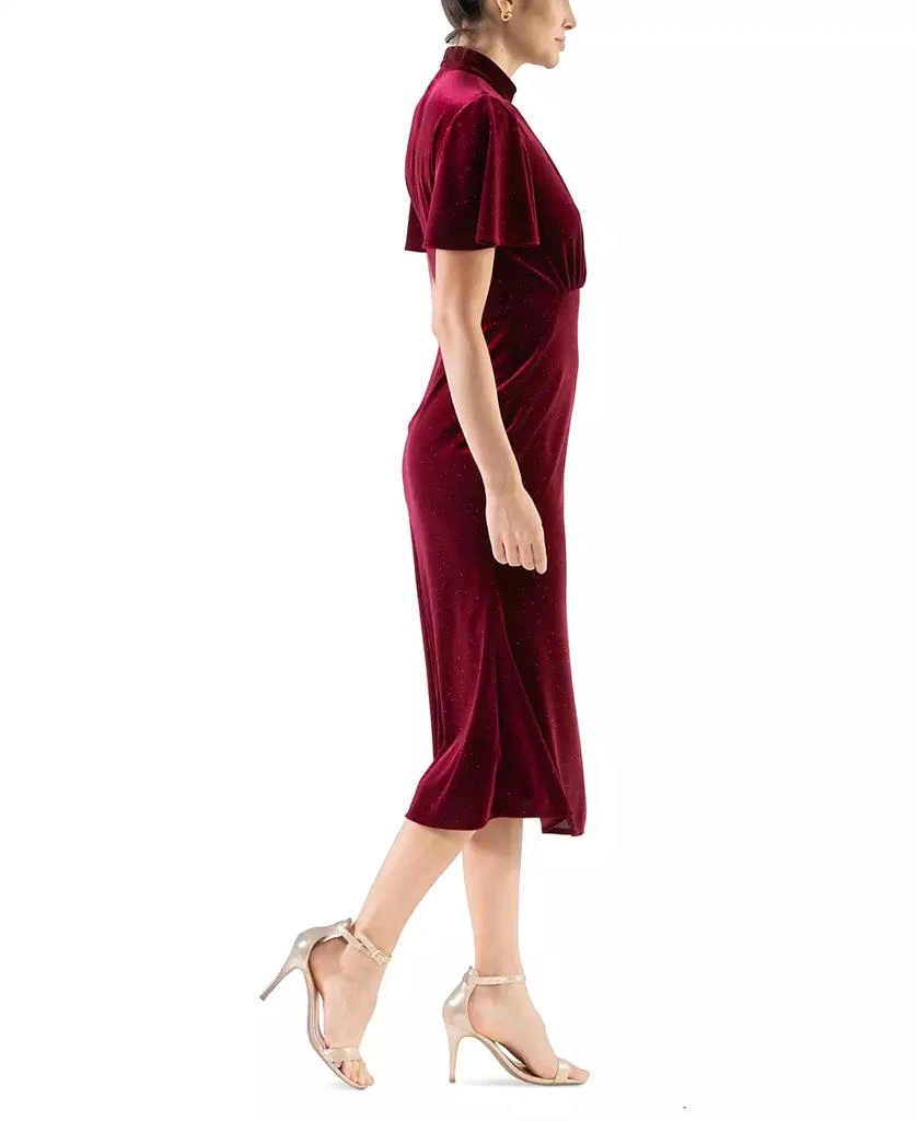 julia jordan Women's Velvet Mock-Neck Flutter-Sleeve Dress 2