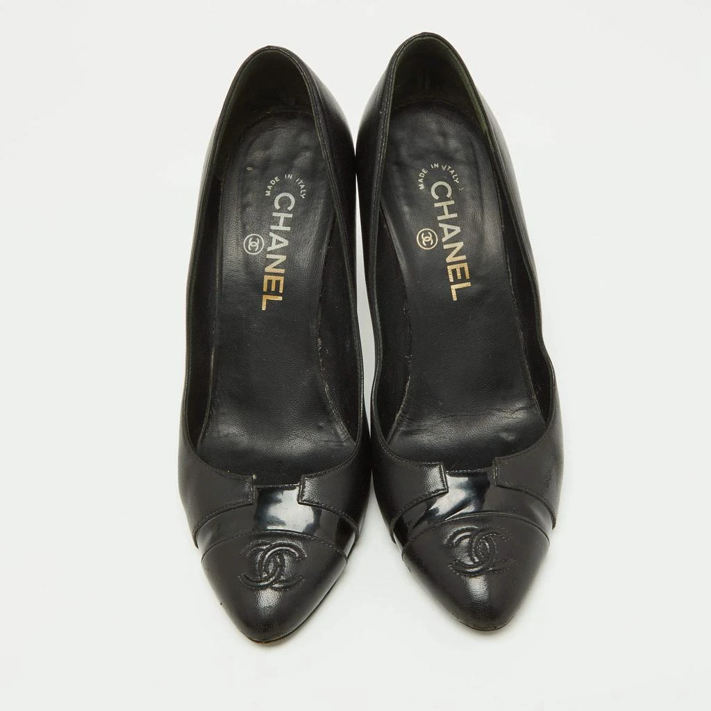 Chanel Chanel Black/Gold Patent and Leather CC Cap Toe Pumps Size 39.5 3