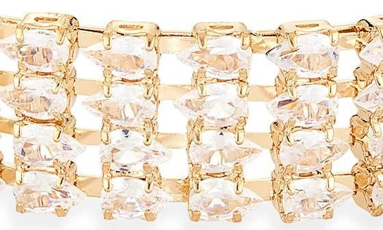 Tasha Teardrop Cubic Zirconia Three Row Cuff Bracelet 2