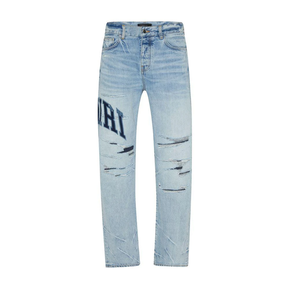 AMIRI Varsity logo repair straight jeans 7