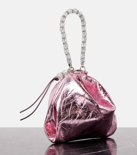 Jimmy Choo Callie Small metallic leather clutch 4