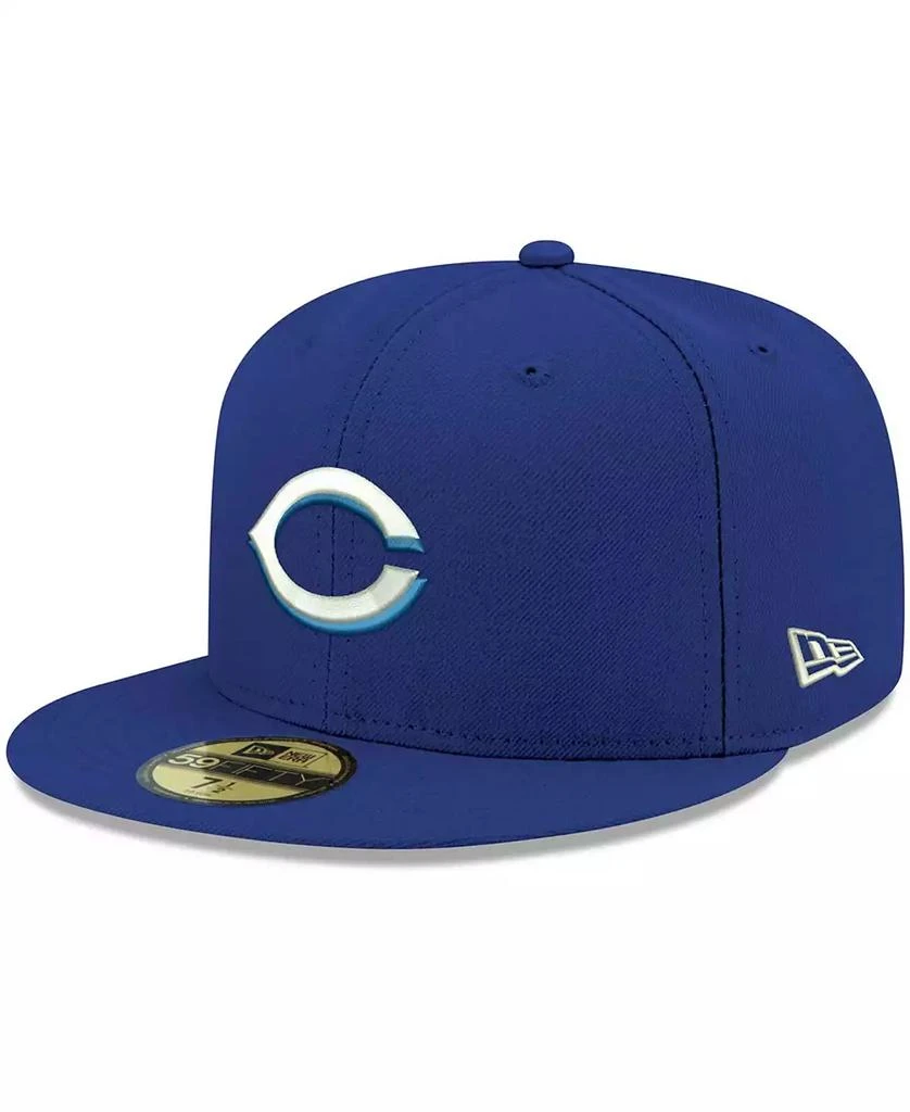 New Era Men's Royal Cincinnati Reds Logo White 59FIFTY Fitted Hat 1