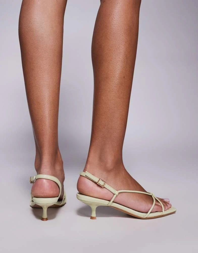 SIMMI Shoes Simmi London Hanah square toe strappy kitten heels in pastel sage 4