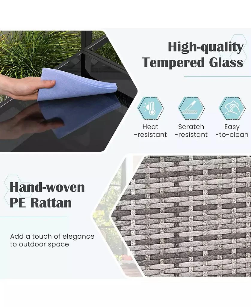 SUGIFT Outdoor Bar Cart Wicker Buffet Serving Cart with Cabinet and 8 Hooks 10