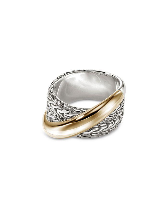 John Hardy 14K Yellow Gold & Sterling Silver JH Essentials Crossover Ring