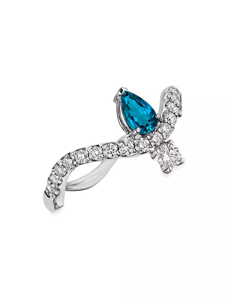 HUEB Mirage 18K White Gold, Diamond & Blue Topaz Ring