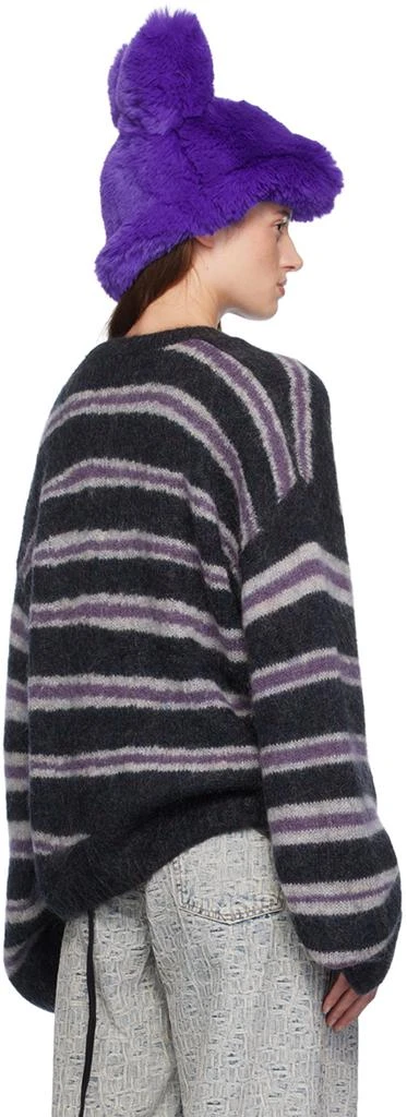 Acne Studios Gray & Purple Striped Sweater 3