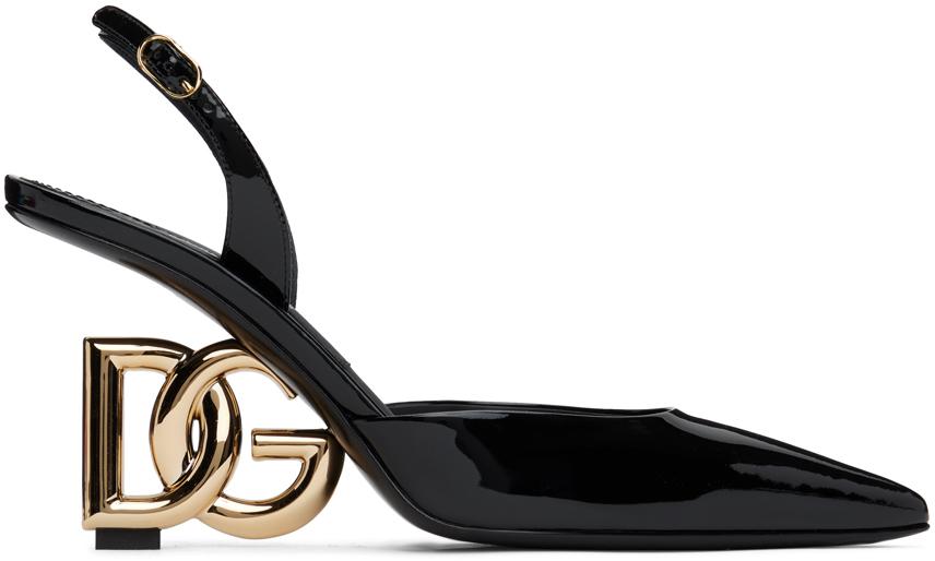Dolce&Gabbana Black Patent Leather Slingback Heels
