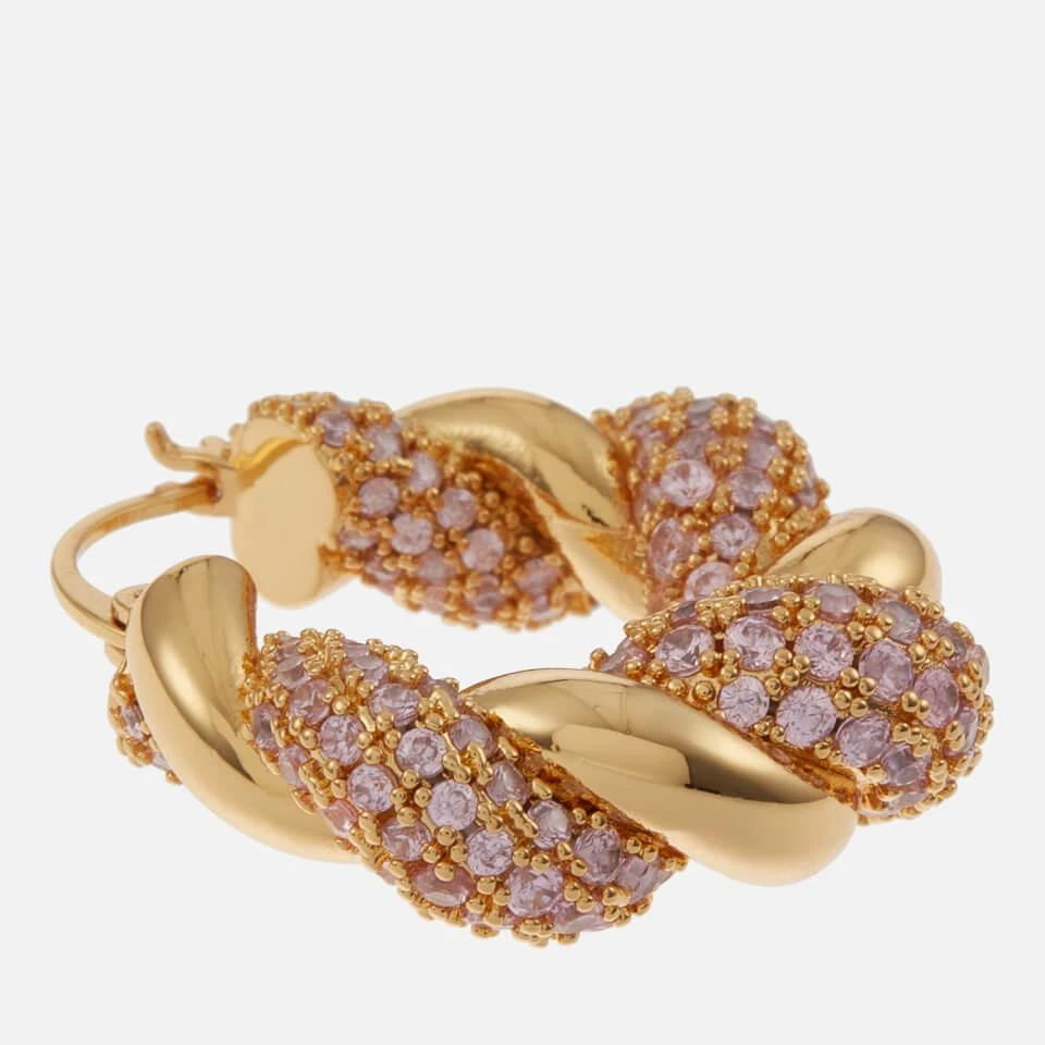 Crystal Haze Crystal Haze Croissant Gold-Plated Hoop Earrings 3