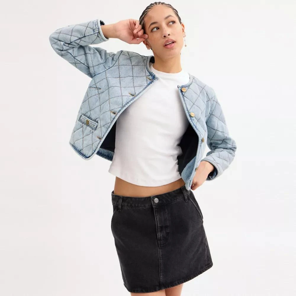 Coach Heritage C Quilted Denim Jacket In Organic Cotton 2
