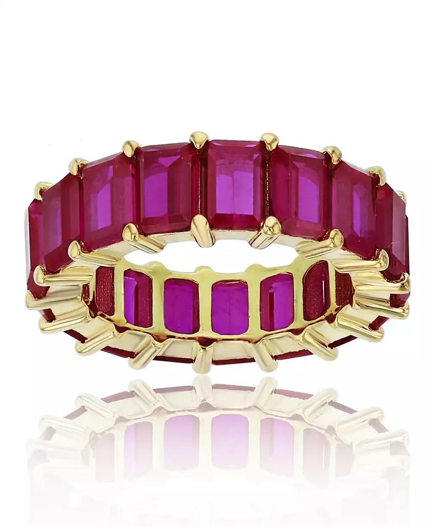Macy's Red Cubic Zirconia Eternity Band in 14k Yellow Gold Plated Plated Sterling Silver