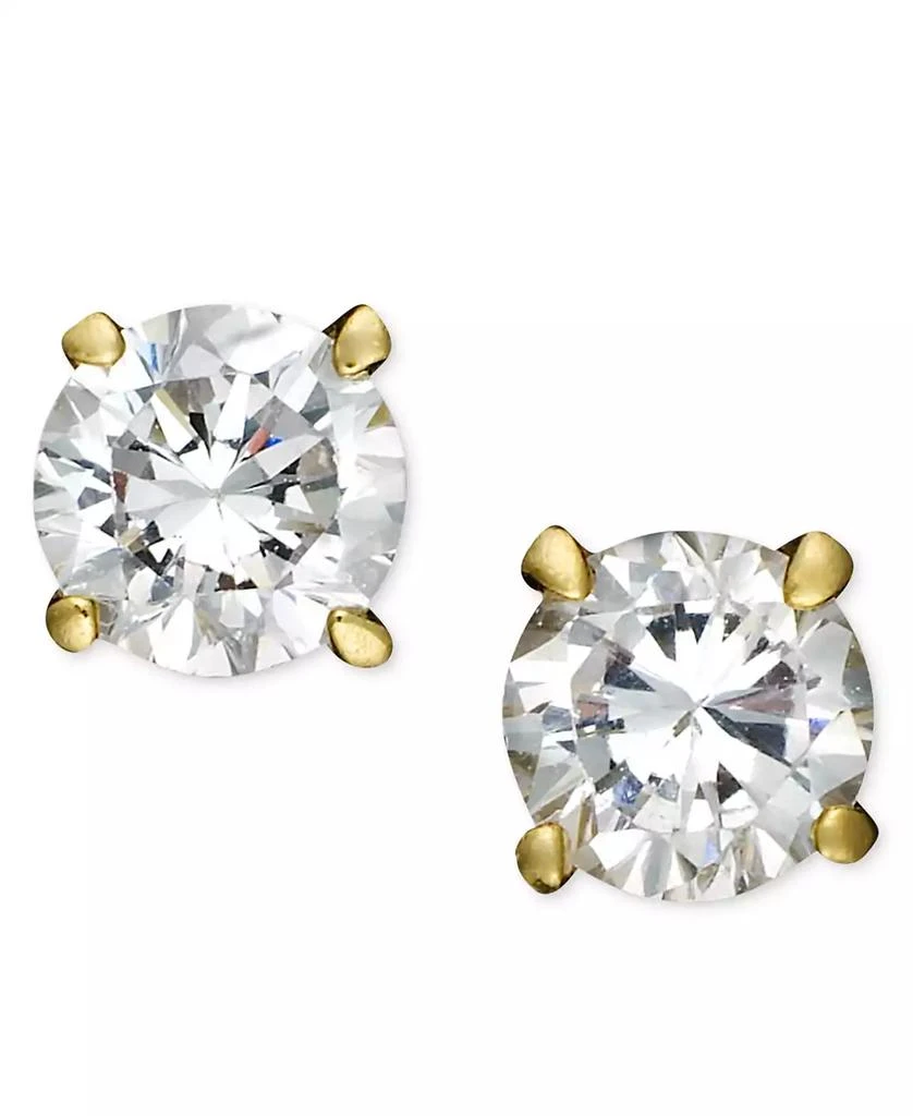 Giani Bernini 18k Gold and Sterling Silver Earrings, Round Cubic Zirconia Studs (1/2 ct. t.w.) 1