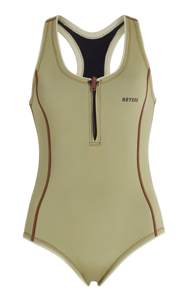 Abysse Abysse - Exclusive Elle Neoprene One-Piece Swimsuit - Green - L - Moda Operandi 1