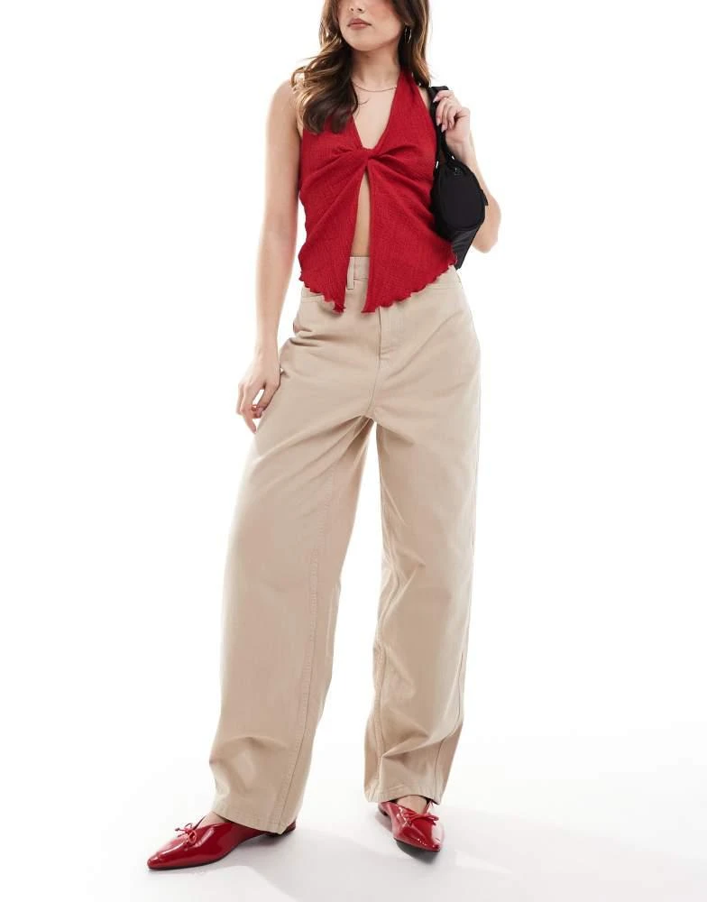 ASOS ASOS DESIGN tailored barrel leg jeans in neutral 1