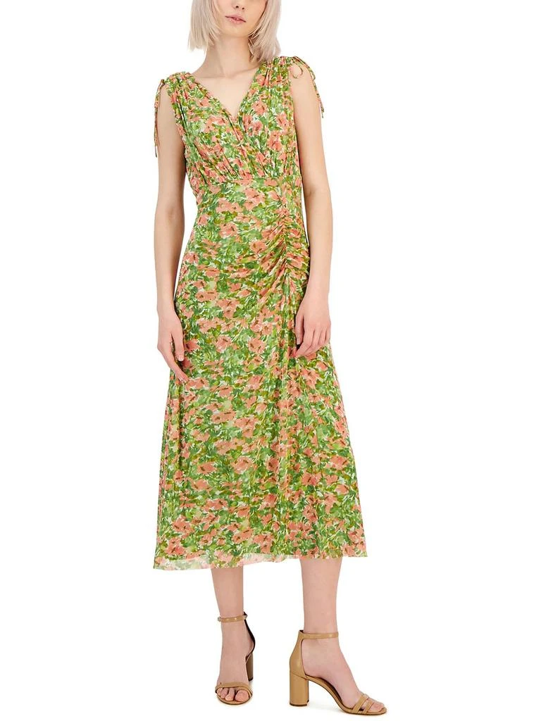 Anne Klein Womens Floral Print Tea Length Shift Dress 1