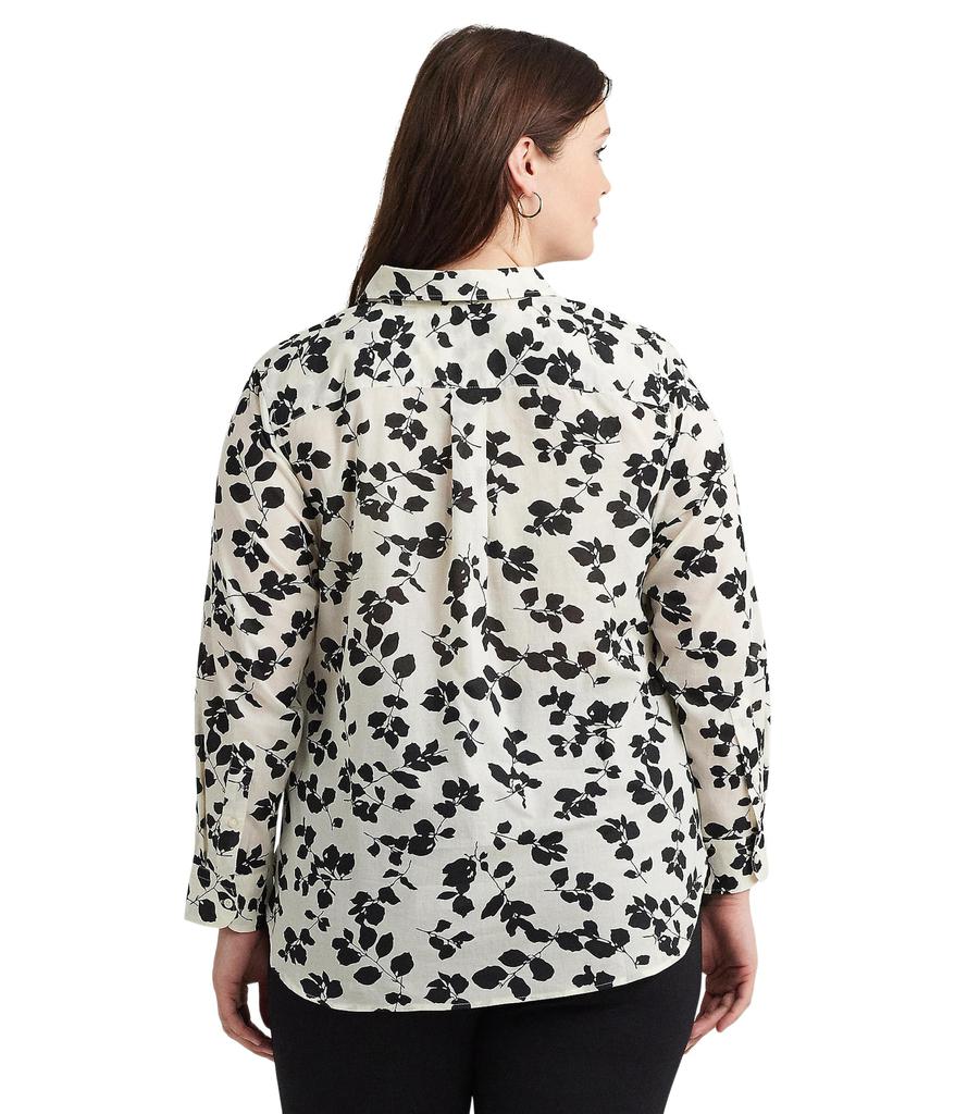 LAUREN Ralph Lauren Plus-Size Classic Fit Leaf-Print Voile Shirt