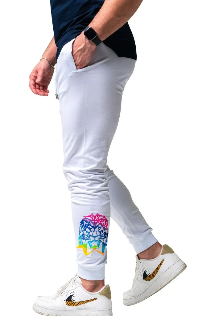 Maceoo Neon Rainbow Lion Embroidered Stretch Cotton Joggers 3