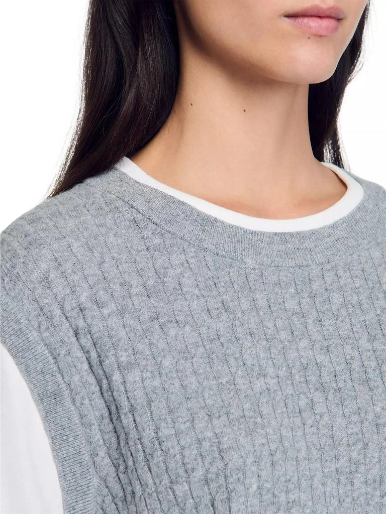 Sandro Dual-Material Knit Jumper 5