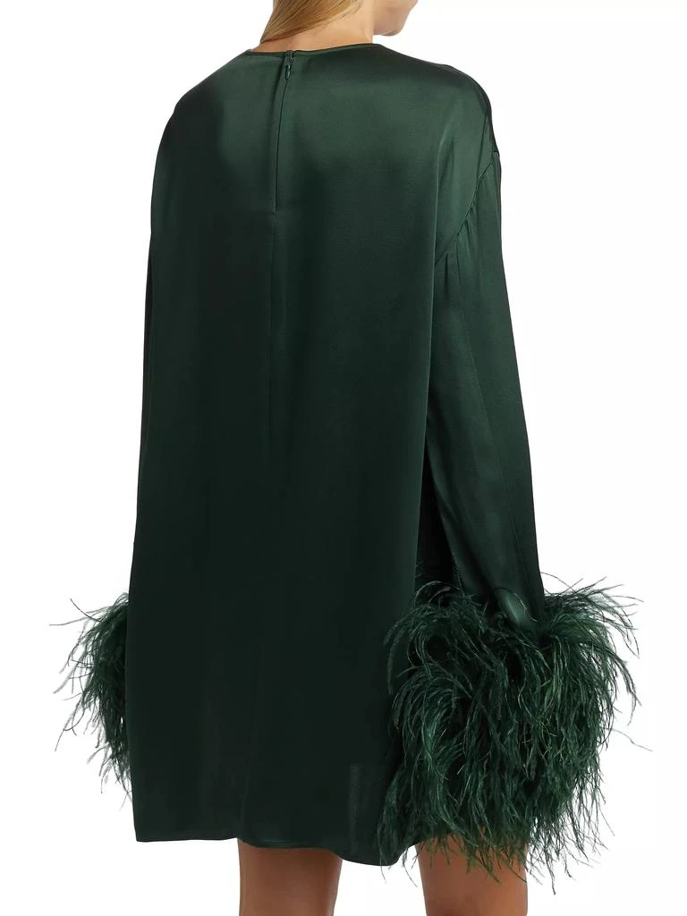 LAPOINTE Feather-Trimmed Satin Shift Minidress 5