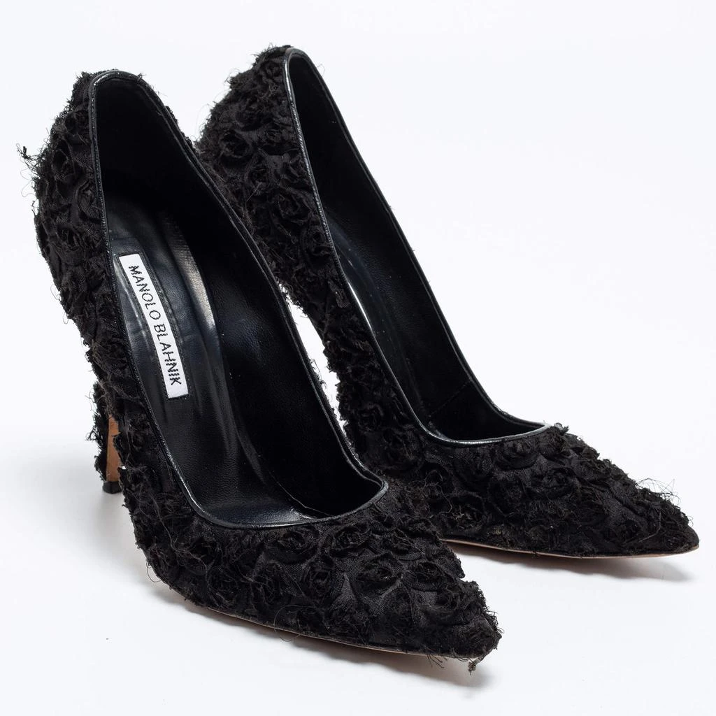 Manolo Blahnik Manolo Blahnik Black Floral Fabric Pointed Toe Pumps Size 39 4