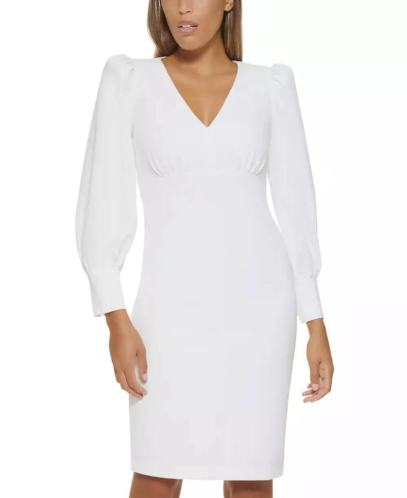 Calvin Klein V-Neck Long-Sleeved Scuba-Crepe Sheath Dress 4