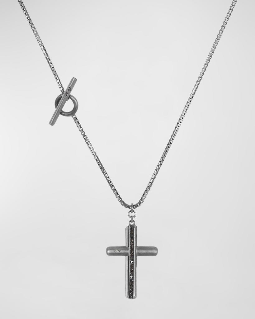 Marco Dal Maso Men's Acies Triple Black Diamond Cross Pendant Necklace