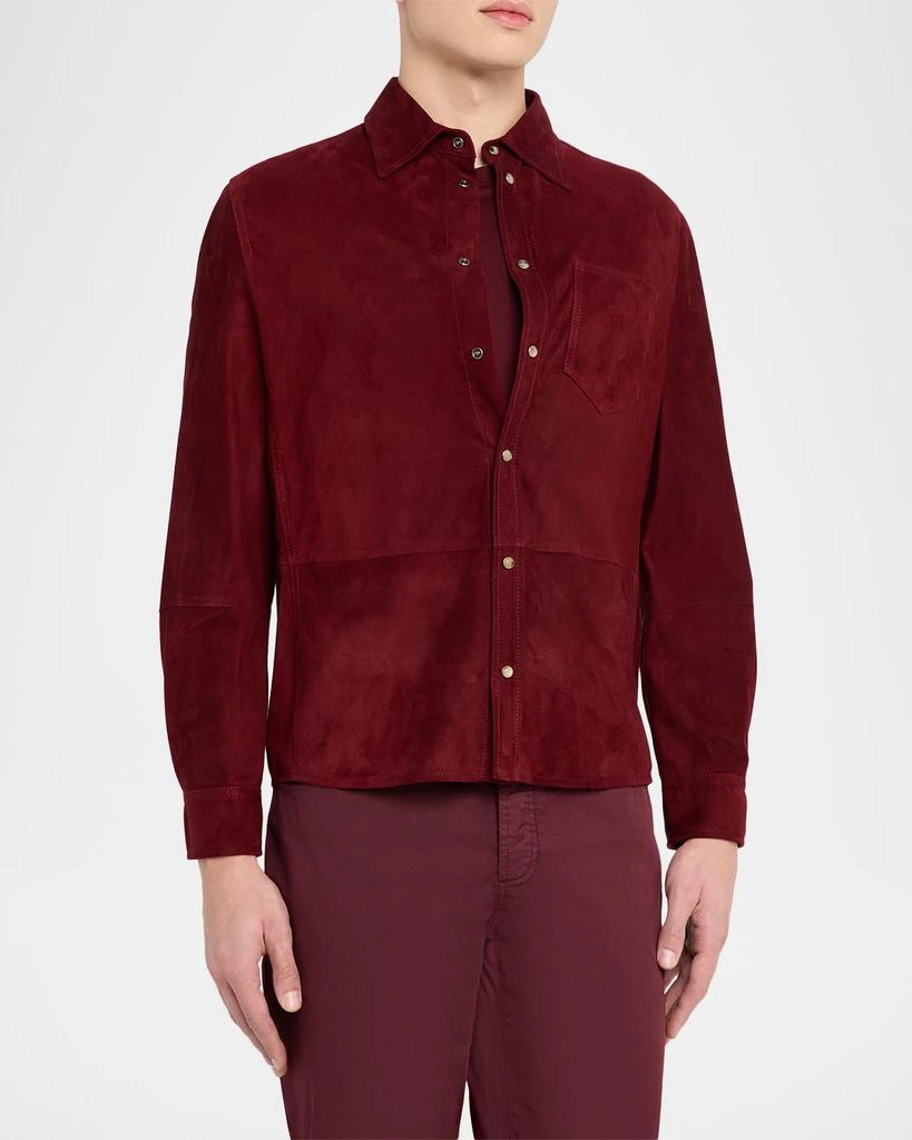 Brunello Cucinelli Men
s Leather Snap-Front Shirt with Pocket 4