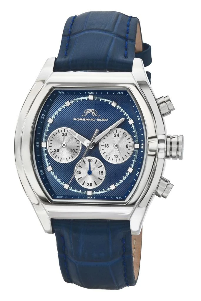 Porsamo Bleu Roman Genuine Leather Silver Tone & Blue Men's Watch 1292EROL 1