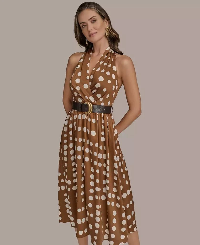 Donna Karan Women's Printed Belted Sleeveless Dress 6