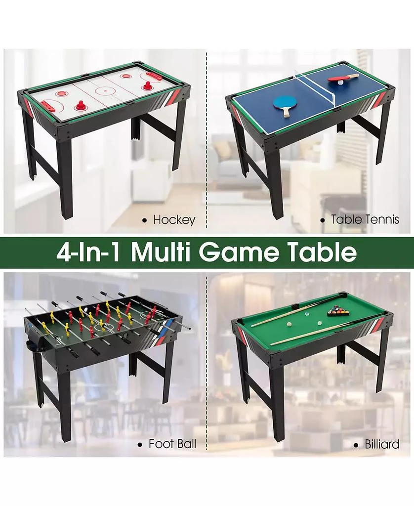 Costway 4-in-1 Combo Game Table 49" Foosball with Pool Billiards Air Hockey Table Tennis 7