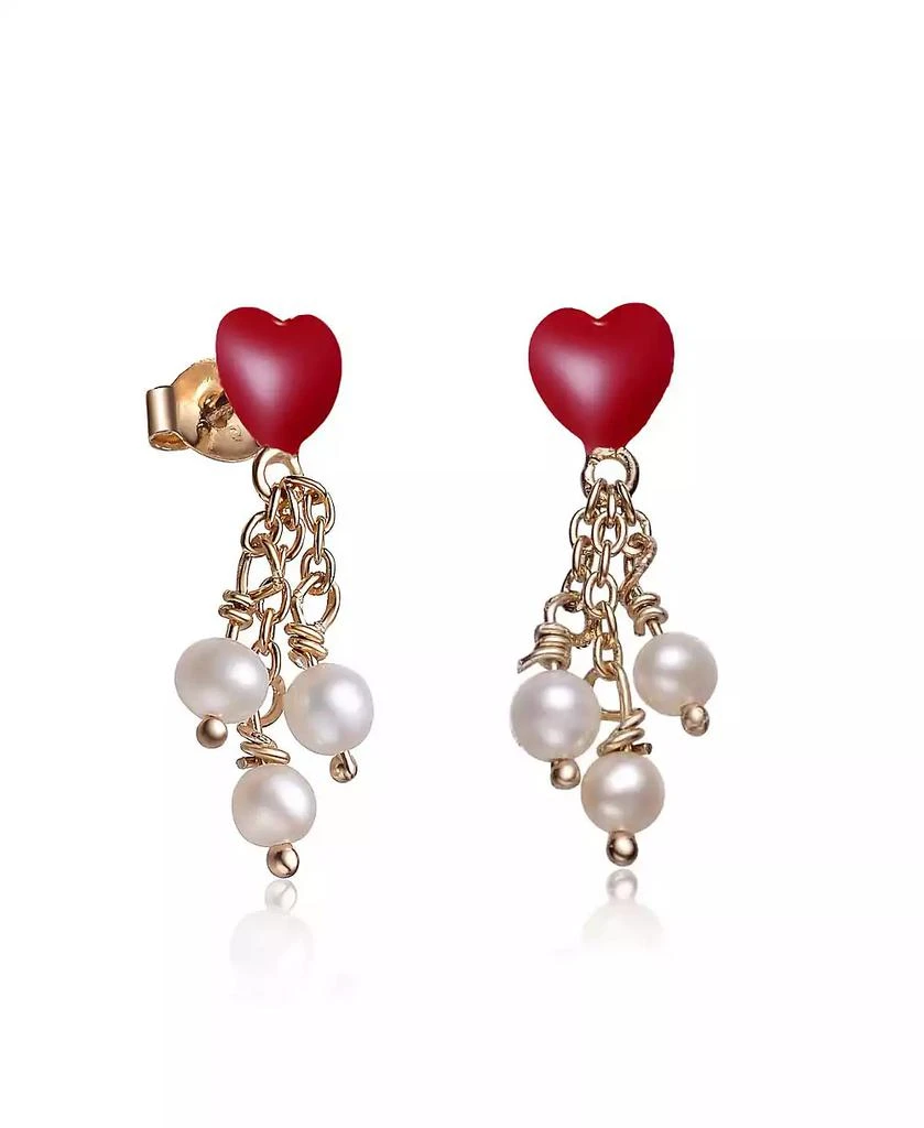 GiGiGirl Sterling Silver Heart Shape Pearl Drop Earrings