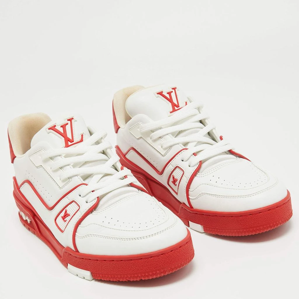 Louis Vuitton Louis Vuitton White/Red Leather LV Trainer Sneakers Size 39.5  4