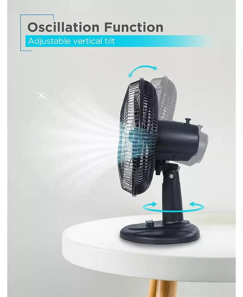 Black & Decker BLACK+DECKER Desk Fan for Home and Office, 12” Fan with 3 Speed Settings, Oscillating Portable Fan, Black 7