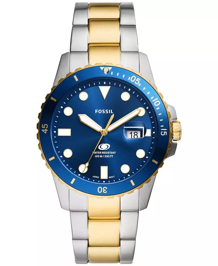 Fossil Men's Blue Dive Three-Hand Date Two-Tone Stainless Steel Watch 42mm 1