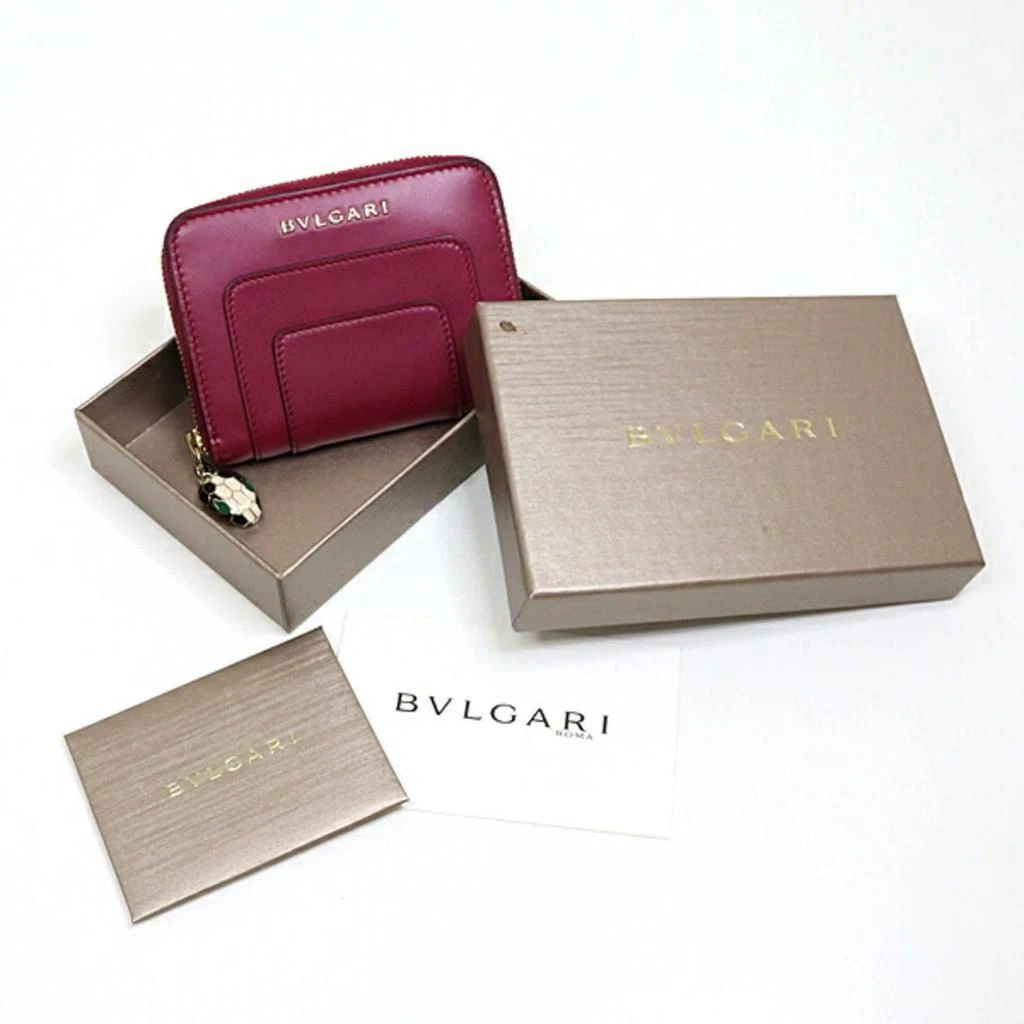 BVLGARI Color Wine Leather Coin Purse/Coin Case (Pre-Owned) 2