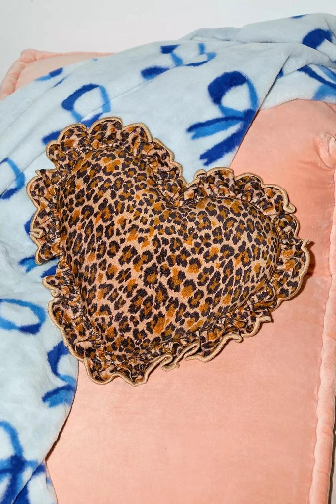 Urban Outfitters Leopard Ruffle Heart Throw Pillow