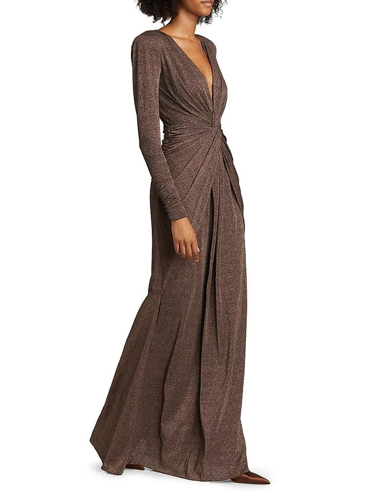 Chiara Boni Hajar Metallic Jersey Twist-Front Gown 4