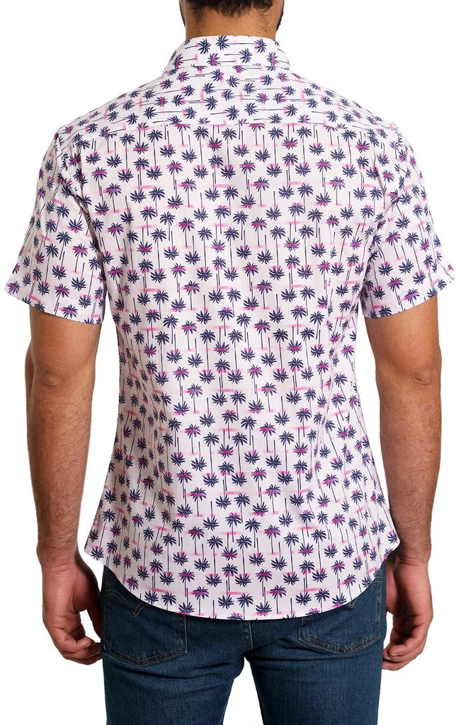 Jared Lang Trim Fit Palm Print Short Sleeve Button-Up Shirt 2