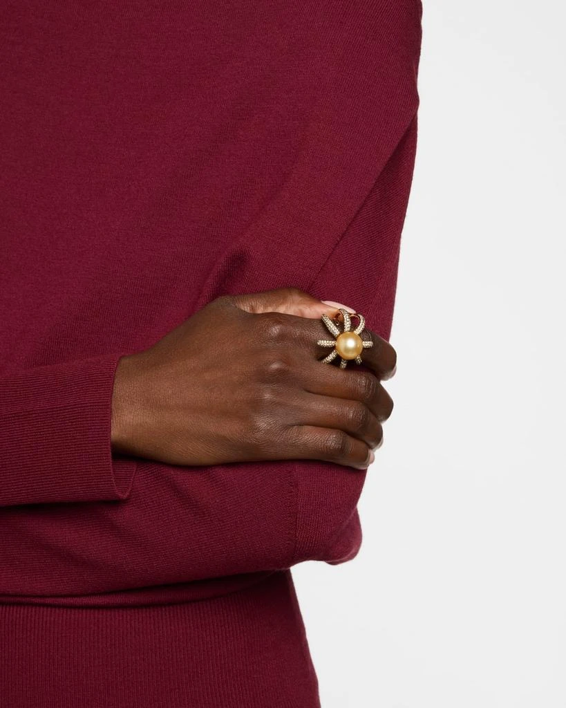 BELPEARL 18K Rose Gold South Sea Pearl and Diamond Ring, Size 7 2