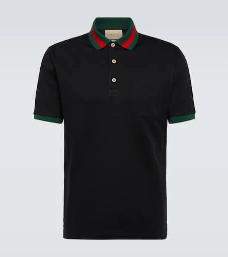 Gucci Web-collar piqué polo shirt 1